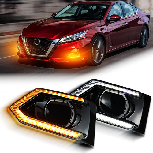 BINQIGOO Front Bumper Fog Light Daytime Running Lamp Turn Signal LED Compatible with Nissan Altima 2019-2022 S SR SV SL Platinum