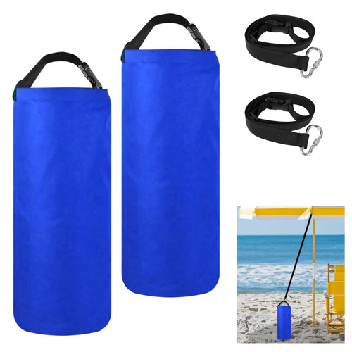 2Pack 10L Beach Umbrella Weight Sand Bags 25lbs 600D Oxford Cloth Heavy Duty Sun Umbrella Sand Anchor Portable Fillable Summer Sunshade Canopy Tent Sandbag Stand Holder for Outdoor High Wind Resistant