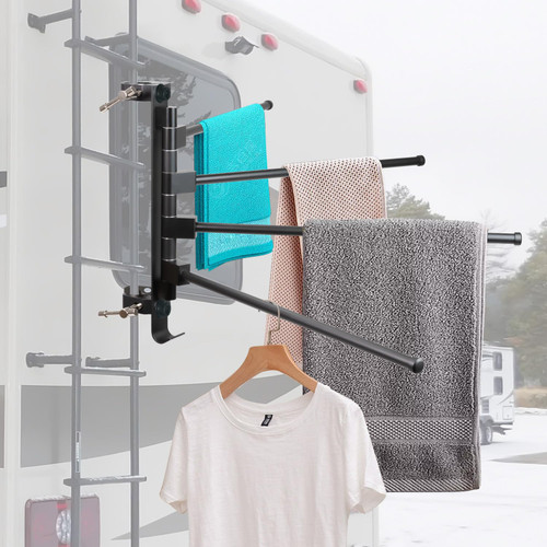RV Clothes Drying Rack, 4 Arms 15.3" Aluminum for Ladder/Camper/Boat