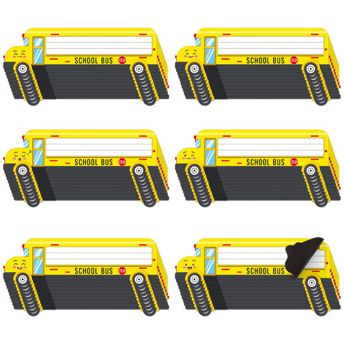 60 Pcs School Bus Magnetic Name Tags Dry Erase Labels Reusable Magnetic Locker Name Plate Stickers for Kids Teacher Classroom Office Elementary Desks Whiteboards Supplies Decorations