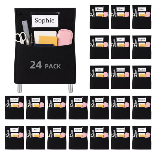 CLEANGOR 24 Pack Chair Pockets for Classroom, 20" x 17" Large Seat Sacks
