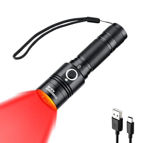 COSMOING High Power Red LED Flashlight Rechargeable