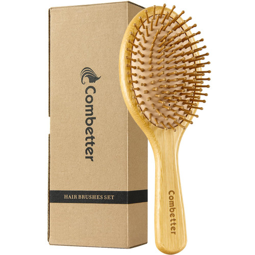 Combetter Bamboo Paddle Detangler – Wet/Dry Scalp Massager for All Hair