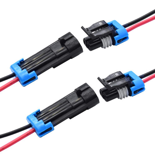 16 AWG 2 Pin Waterproof Connector, 2 Wire Automotive Electrical Connector