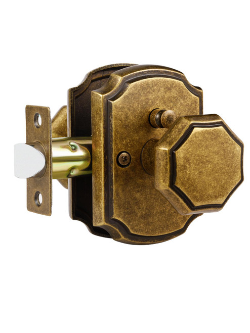 SORWDUERM 1 Pack Antique Brass Door Knobs Interior Privacy Door Knob with Lock for Bedroom and Bathroom,Zinc Alloy