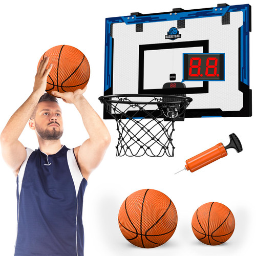 HYES 24" x 16" Large Basketball Hoop Indoor for Adults, Over The Door Hoop with Sturdy Backboard, Big Basketball Toys Gifts Ideas for Man Kids Teens Boys Girls, Blue HYES 24" x 16" Large Basketball Hoop Indoor for Adults, Over The Door Hoop with Sturdy Backboard, Big Basketball Toys Gifts Ideas for Man Kids Teens Boys Girls, Blue
