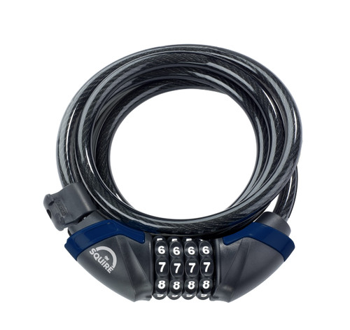 Squire Locks Heavy Duty Bikelock (Kilda Combi) - 4 Wheel Combination Cable Lock - Weatherproof Armoured Steel Combination Bike Lock - Flexible, Tamper Proof Combination Lock All Purpose Use (1800 mm)