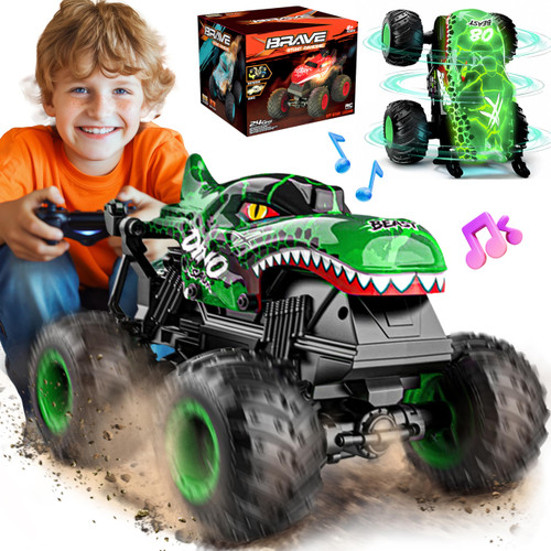 BEZGAR Monster Truck Toys - Remote Control Monster Truck with Light & Music, Dinosaur Toys for Kids, 1:20 Scale RC Truck with 360° Spins and Drifting, Remote Control Car for Boys 4-7 BEZGAR Monster Truck Toys - Remote Control Monster Truck with Light & Music, Dinosaur Toys for Kids, 1:20 Scale RC Truck with 360° Spins and Drifting, Remote Control Car for Boys 4-7
