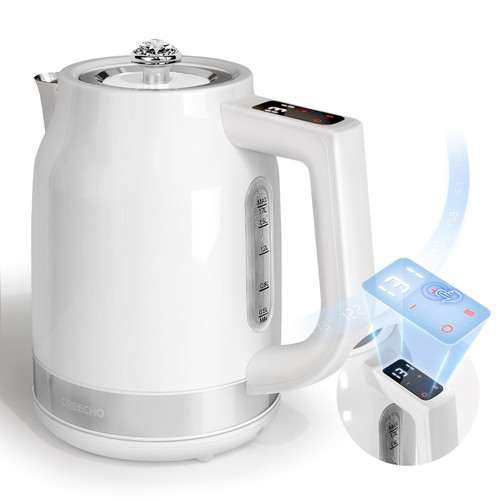 GREECHO 1500W Electric Kettle with Temperature Control & LED Display, 1.7L Stainless Steel Tea Kettle, Auto Shut-Off & Boil Dry Protection, Quick Boil,Pearlescent White GREECHO 1500W Electric Kettle with Temperature Control & LED Display, 1.7L Stainless Steel Tea Kettle, Auto Shut-Off & Boil Dry Protection, Quick Boil,Pearlescent White