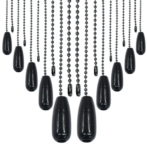 Hordion 10pcs Ceiling Fan Pull Chain Extender 12.5" with Wood Pendant Black
