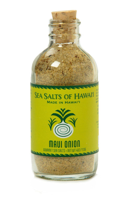 Sea Salts of Hawaii Maui Onion Flavored Hawaiian Sea Salt, 4 Ounce Bottle - Made in Hawaii