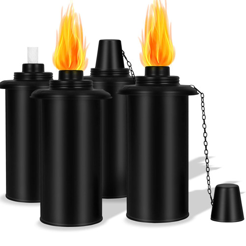 Torch Replacement Canisters 16oz, 4 Pack Bamboo Lantern Refillable Torches, Decorative Torch Canister Replacement for Yard, Patio, Deck, Garden, Party, Landscape (16oz-4pcs)