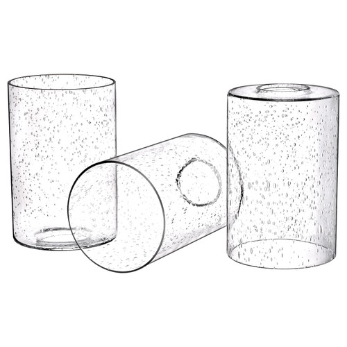 Canomo 3 Packs 6 Inch x 4 Inch Bubble Seeded Glass Light Shade Glass Lamp Shades Cylinder Replacement with 1-5/8 Inch Fitter for Wall Lamps Chandeliers or Ceiling Light