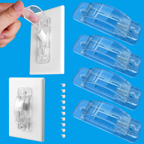 4 Pack Toggle Light Switch Cover Guard, Baby Proof, Clear