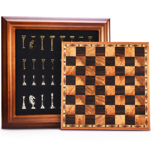 AMEROUS 14 inches Wooden Chess Set with Metal Chess Pieces / 2.5'' King/Storage for Chessmen/Gift Package/Instructions/Classic Board Game AMEROUS 14 inches Wooden Chess Set with Metal Chess Pieces / 2.5'' King/Storage for Chessmen/Gift Package/Instructions/Classic Board Game