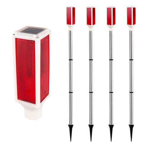 Aolyty Solar Driveway Marker Light, 2 Modes Warning Light 30 in, Red