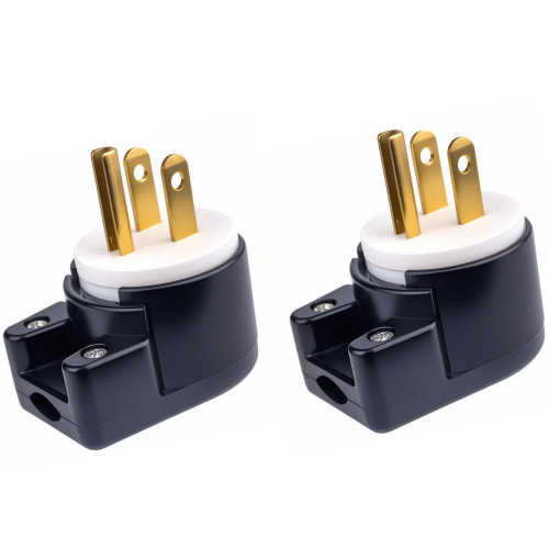 Nema 5-15P 15AMP 125Volt Male Plug,USA Canada Male DIY Rewirable 12 Directions Adjustable Assembly 90 Degree AC Connector, (2PACK)
