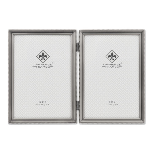 Lawrence Frames Bead Border Design, 5x7 Double, Pewter