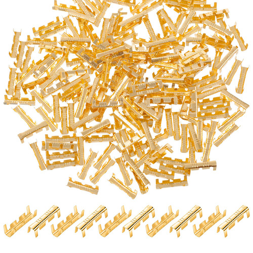 200Pcs U Shape Copper Ring Terminals, Brass Crimp Terminals Connector Open Barrel Crimp Terminal Non-Insulated Cable Wire Spade Electric Butt Connector for Electricity Automotive