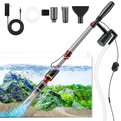 Fish Tank Cleaner - Aquarium Gravel Cleaner, 530GPH/32W Electric Fish Tank Cleaning Tools, Adjustable Water Flow Aquarium Cleaner Kit, Turtle Tank Gravel Cleaner Vacuum for Wash Sand, Water Changing
