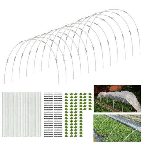 60Pcs Garden Netting Hoops for Raised Beds,10 Sets of 8FT Long DIY Greenhouse Hoops Grow Tunnel Fiberglass Plant Support Hoop Frame Rust Free Gardening Supplies for Netting Shade Cloth Row Cover