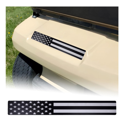 Golf Cart American Flag Plate, Fits Club Car DS and Carryall Golf Cart Front Name Plate Inserts Exterior Accessories(Black & Grey) Not fit Precedent Carts