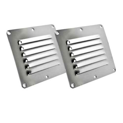 MARINE CITY Rectangle Stamped Louvered Vent – Durable 304 Stainless Steel, Mirror Finish, Easy to Install, 5 x 4-1/2 Inches, Ideal for Boats, Yachts, Ships & Caravans (Pack of 2)