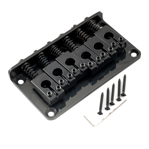 Musiclily Pro 52.5mm (2-1/16 inch) String Spacing Saddle Hardtail Fixed Bridge Non-Tremolo Bridge for Strat Tele Style Electric Guitar, Black