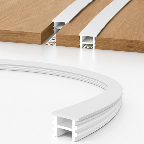 Bingotec 16.4Ft Silicone LED Channel System, Flexible LED Strip Diffuser with Milky White Cover, DIY Spotless Neon Rope Light Tube for LED Strips up to 12mm Wide (LED Strip Not Included)