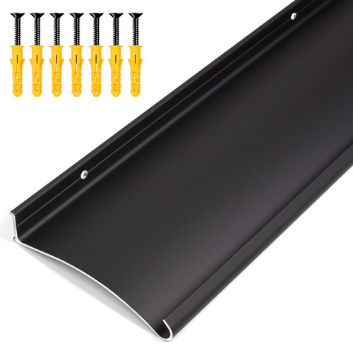 Heneymo 4" Extra-Wide Door Rain Drip Guard, 52" L Heavy Duty Aluminum Thickened Window Door Rain Deflector, Door Drip Cap, 0.8" Height Overhead Drip Edge (Black)