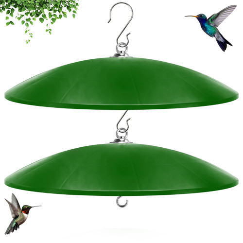 andergi 19.25-Inch Extra Large Squirrel Baffle,Hummingbird Feeder Shade Dome Cover, Bird Feeder Rain Guard, Hanging Squirrel Proof for Shepherd's Hook Outdoors (Green) 2 Pack
