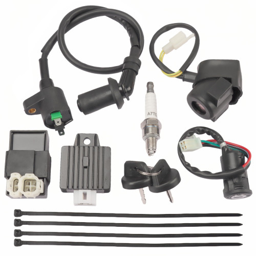 GY6 Ignition Coil CDI Box Voltage Regulator Relay Solenoid Ignition Switch Key Spark Plug Kit for Tomberlin Crossfire 150R Hammerhead GTS Spiderbox 150 Go Kart Scooter Moped ATV GY6 50cc 125cc 150cc