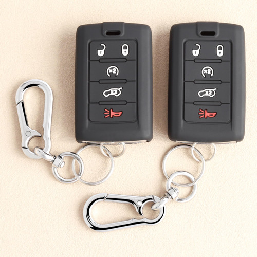 TANDRIVE 5-Button Key Fob Cover for Jeep 2025 2026 Grand Cherokee Wagoneer, Silicone, 2-Pack, Black