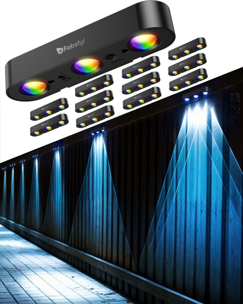 RGB Sync Solar Fence Lights Outdoor 12 Pack, Fence Lights Solar Powered