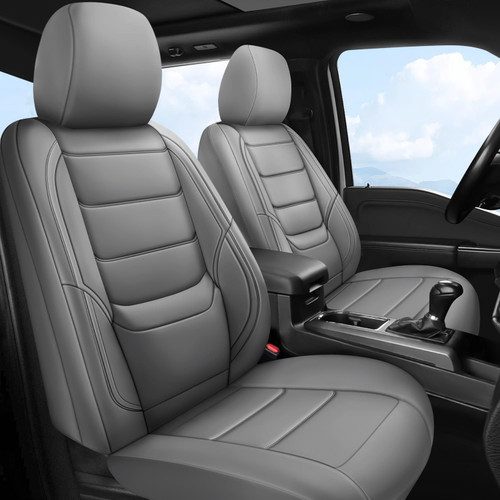GEEYONTEK Toyota Tacoma Seat Covers 2016-2023,Truck Seat Covers for Tacoma 2016 2017 2018 2019 2020 2021 2022 2023 Double & Crew Cab SR SR5 TRD Sport TRD Off-Road TRD Pro (Grey, Full Set)