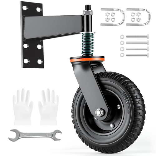 Homwin Heavy Duty Gate Wheel, 6 Inch Fence Gate Wheels for Wooden Gate and Metal Tube Gate Spring Loaded 500 LBS Capacity Gate Caster Wheel Black