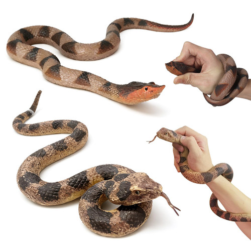 WMQL 2 Pack Rubber Snakes Fake Snake Rattlesnake, Snakes Toy Realistic Keep Birds Away, Garden Plastic Scare Birds Scare Squirrels for Prank Stuff or Halloween Decorations Props Scare Toy