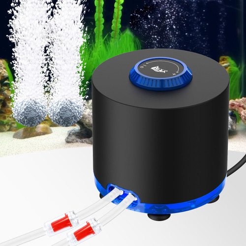 AQQA Aquarium Air Pump, 10W Powerful Dual Outlet Adjustable Oxygen Aerator