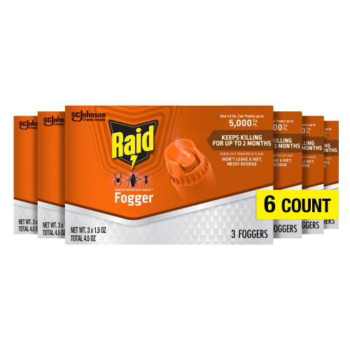 Raid Concentrated Deep Reach Fogger Kills Ants Roaches and Spiders 1.5 Ounce Cans 3 Count (Pack of 6)