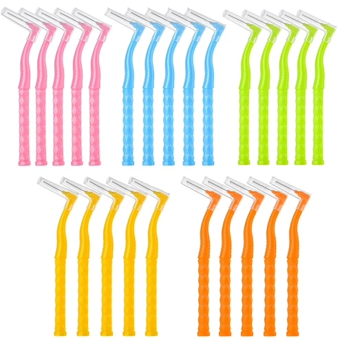 50pcs Interdental Brushes, L-Shaped Interdental Brushes with Storage Box, Clean Oral Care, Plaque Prevention and Removal (5 Colors and 5 Sizes)