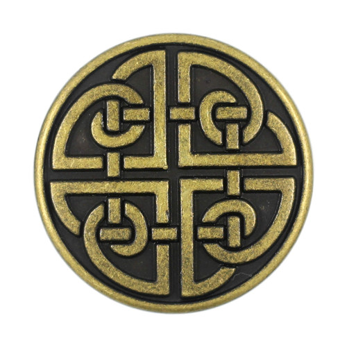 Bezelry 10 Pieces Celtic Shield Knot Metal Shank Buttons. 25mm (1 inch) (Antique Brass)