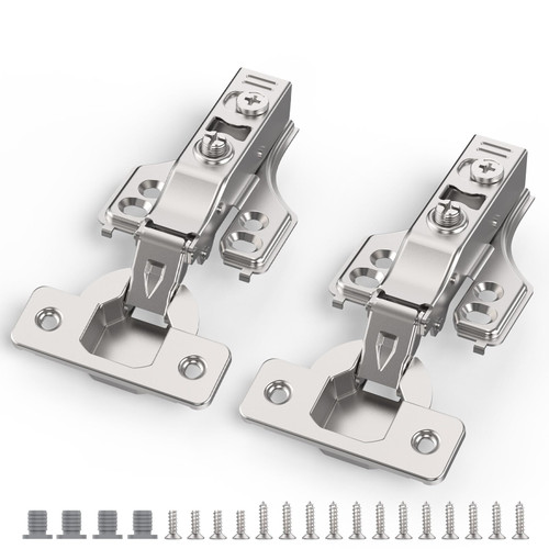 Chibery 50 Pack 3/4" Full Overlay Soft Close Concealed Hinge for Face Frame ＆ Frameless Door, 3D Adjustment, Clip-on Plate, Slow Self Closing Hidden Satin Nickel, 105° Stainless Steel Hinges, 5/8"