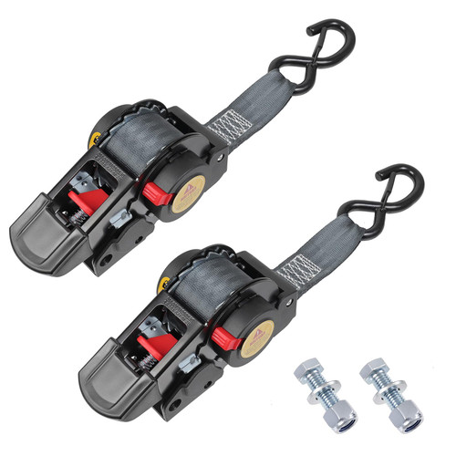 Ayaport Boat Retractable Tie Downs Boat Trailer Straps Ratcheting 1.5 inch x 6ft Bolt-on Transom Tie Down Strap to Trailer - 2200lbs Break Strength, Heavy Duty Ratchet Straps