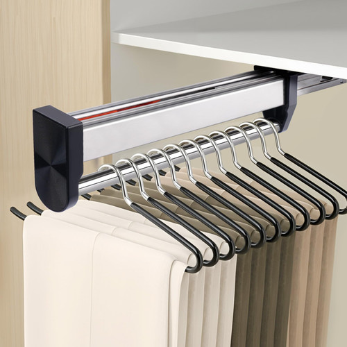 Valet Rod for Closet Pull Out, Stainless Steel Slide Out Pants Rack