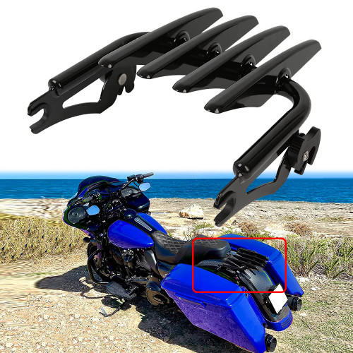 DREAMIZER Gloss Black Detachable Stealth Luggage Rack Compatible with Harley Touring Road King 09-23