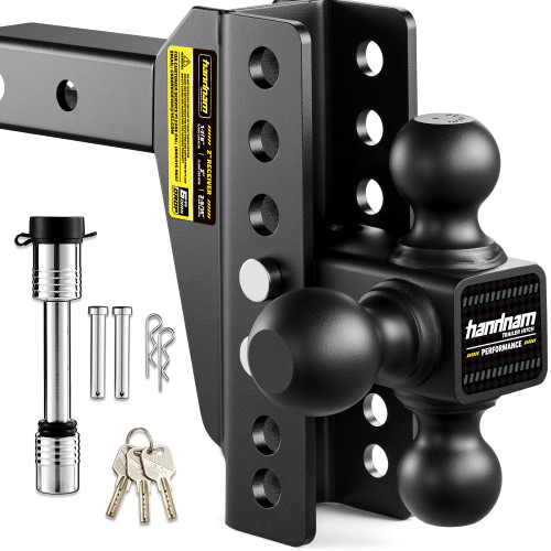 Adjustable Trailer Hitch Ball Mount with 6" Drop/Rise Fits 2" Receiver