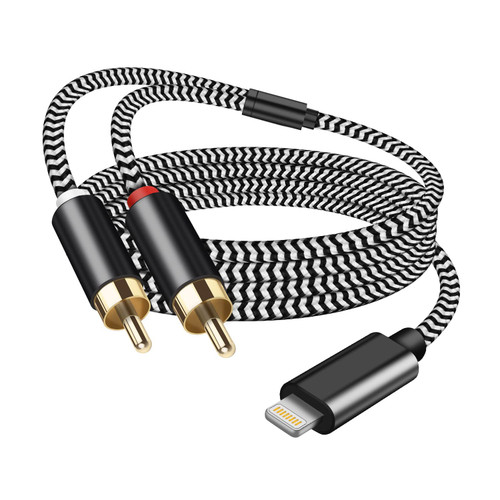 [MFi Certified] Lighting to RCA Cable Audio Aux Adapter, 2-Male Stereo Y Splitter Aux Cord Compatible with i-Phone 14 13 12 11 Pro XS XR X 8 7 for Amplifier,Car,Home Theater, Speaker and More (10FT)