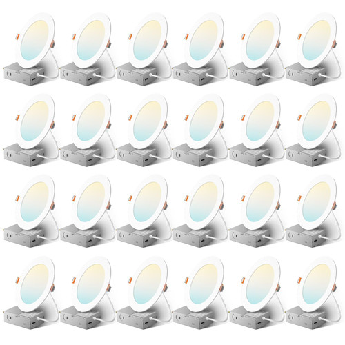 Amico 24 Pack 6 Inch Ultra-Thin LED Recessed Ceiling Light, 5CCT, 1050LM