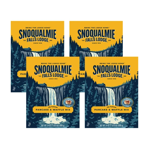 Snoqualmie Falls Lodge Pancake and Waffle Mix, Breakfast Baking Mix, Buttermilk Pancake Mix, Old Fashioned Pancake and Waffle Mix, 24 Ounce (Pack of 4)