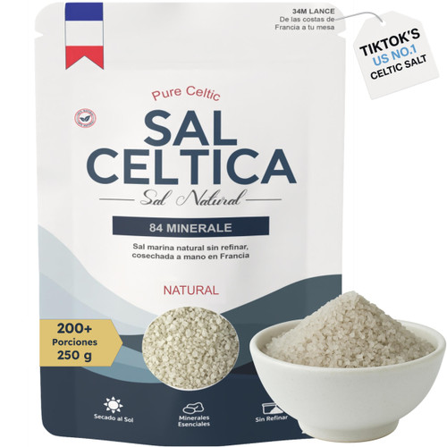 Celtic Salt | 84 Minerals | Natural Electrolytes | Unrefined | Sun-Dried | 250 g | 200+ Servings Natural Grain